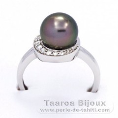 Bague en Argent et 1 Perle de Tahiti Ronde C 8.8 mm