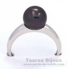 Bague en Argent et 1 Perle de Tahiti Ronde B 9.2 mm