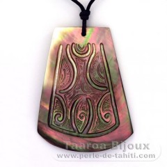 Pendentif en nacre de Tahiti et Collier en coton