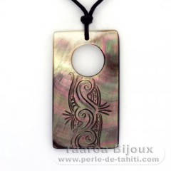 Pendentif en nacre de Tahiti et Collier en coton