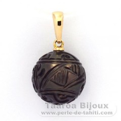 Pendentif en Or 18K et 1 Perle de Tahiti Grave 12 mm