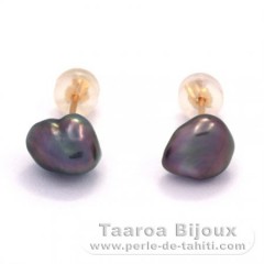 Boucles d'Oreilles en Or 18K et 2 Keishis de Tahiti