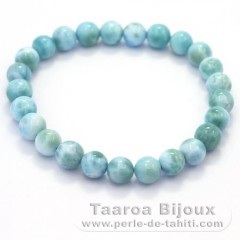 Bracelet de 25 Perles en Larimar - 15 cm - 13 gr