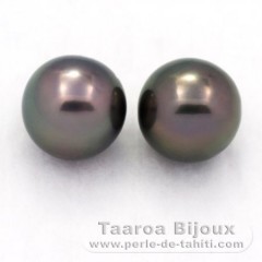 Lot de 2 Perles de Tahiti Rondes C 9.4 mm
