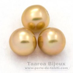 Lot de 3 Perles Australiennes Semi-Rondes C de 9.7 à 9.9 mm