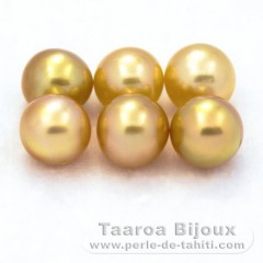 Lot de 6 Perles Australiennes Semi-Rondes C de 8.7 à 8.9 mm