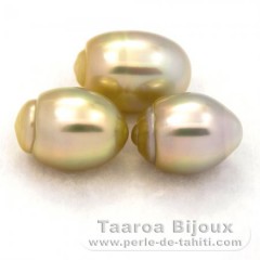 Lot de 3 Perles Australiennes Semi-Baroques AA de 11 à 11.4 mm