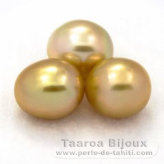 Lot de 3 Perles Australiennes Semi-Baroques A+ de 12.5  12.6 mm