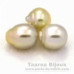 Lot de 3 Perles Australiennes Semi-Baroques B de 11.2 à 11.4 mm