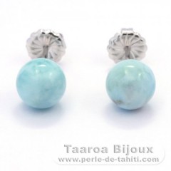 Boucles d'oreilles en Argent et 2 Larimars - 8.4 mm - 1.75 gr