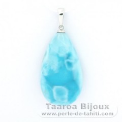 Pendentif en Argent et 1 Larimar - 28 x 16 x 8 mm - 6.1 gr