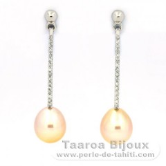 Boucles d'oreilles en Argent et 2 Perles d'Australie Semi-Baroques B 9 mm