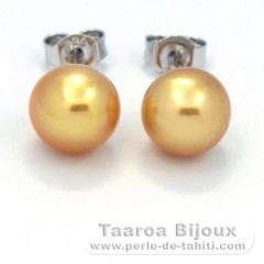 Boucles d'oreilles en Argent et 2 Perles d'Australie Semi-Rondes B et C 8.2 mm