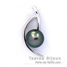 Pendentif en Argent et 1 Perle de Tahiti Ronde C 8.5 mm