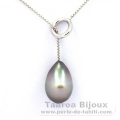 Collier en Argent et 1 Perle de Tahiti Cercle B 10.7 mm