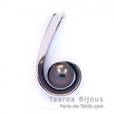 Pendentif en Argent et 1 Perle de Tahiti Ronde C 8.8 mm