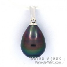 Pendentif en Argent et 1 Perle de Tahiti Semi-Baroque B 9.3 mm