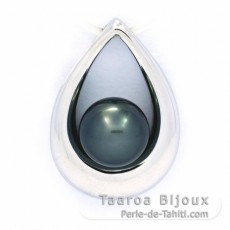 Pendentif en Argent et 1 Perle de Tahiti Ronde C 8.5 mm