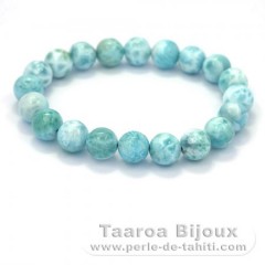 Bracelet de 21 Perles en Larimar de 8.5 mm - 15 cm - 19.7 gr