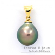 Pendentif en Or 18K et 1 Perle de Tahiti Semi-Baroque A/B 9.7 mm