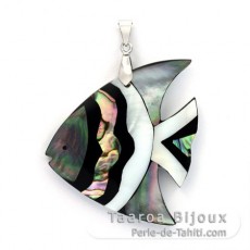 Pendentif en Nacre de Tahiti, Abalone et Argent