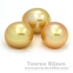 Lot de 3 Perles Australiennes Semi-Baroques A+ de 12.1  12.3 mm
