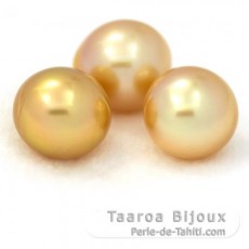 Lot de 3 Perles Australiennes Semi-Baroques A+ de 10.1 à 10.4 mm