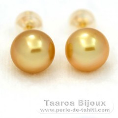 Boucles d'oreilles en Or 18K et 2 Perles d'Australie Semi-Baroques B et C 8.8 mm