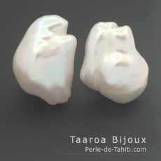 2 Perles d'Eau Douce Baroques B 9.8 et 10.5 mm