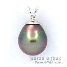 Pendentif en Argent et 1 Perle de Tahiti Semi-Baroque B 10 mm