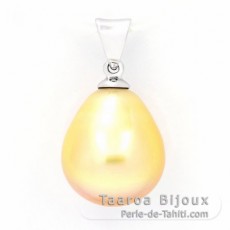 Pendentif en Or blanc 18K et 1 Perle d'Australie Semi-Baroque A 11.2 mm