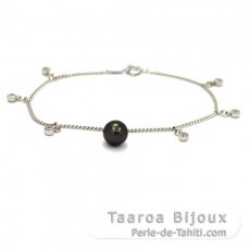 Bracelet en Argent et 1 Perle de Tahiti Ronde C 8.3 mm