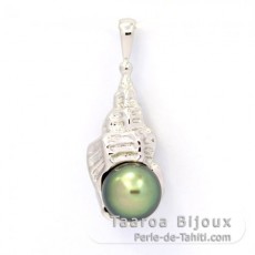 Pendentif en Argent et 1 Perle de Tahiti Semi-Baroque C+ 8.7 mm