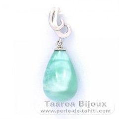 Pendentif en Argent et 1 Larimar - 15 x 10.2 mm - 2.4 gr