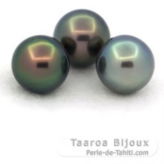 Lot de 3 Perles de Tahiti Rondes C de 11  11.2 mm