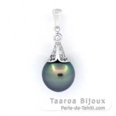 Pendentif en Argent et 1 Perle de Tahiti Semi-Baroque B 10.6 mm