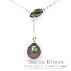 Collier en Argent et 1 Perle de Tahiti Semi-Baroque A 9.4 mm