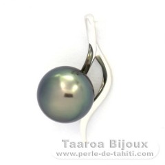 Pendentif en Or blanc 18K et 1 Perle de Tahiti Ronde B 8.9 mm