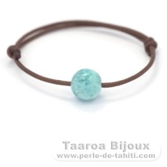 Bracelet en Coton et 1 Larimar - 11.4 mm - 2.6 gr