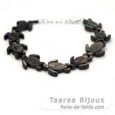Bracelet Tortues en nacre de Tahiti - Longueur = 17.5 cm