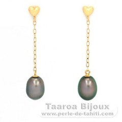 Boucles d'Oreilles en Or 18K et 2 Keishis de Tahiti