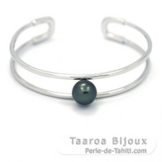 Bracelet en Argent et 1 Perle de Tahiti Ronde B 9.5 mm