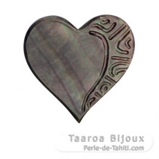 Forme coeur en Nacre de Tahiti gravée - 26 x 26 mm