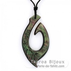 Pendentif en nacre de Tahiti et Collier en coton