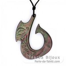 Pendentif en nacre de Tahiti et Collier en coton