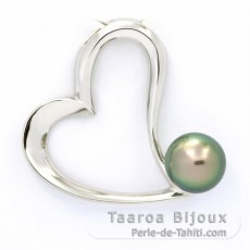 Pendentif en Argent et 1 Perle de Tahiti Semi-Ronde C 8.6 mm