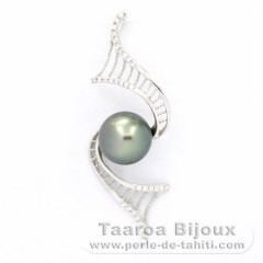 Pendentif en Argent et 1 Perle de Tahiti Semi-Ronde C 9.3 mm