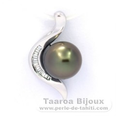 Pendentif en Argent et 1 Perle de Tahiti Semi-Ronde C 8 mm