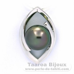 Pendentif en Argent et 1 Perle de Tahiti Ronde C 9.1 mm