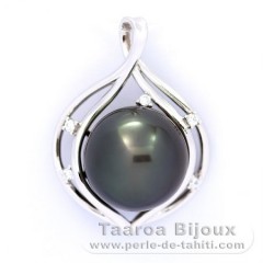 Pendentif en Argent et 1 Perle de Tahiti Ronde C 12.6 mm